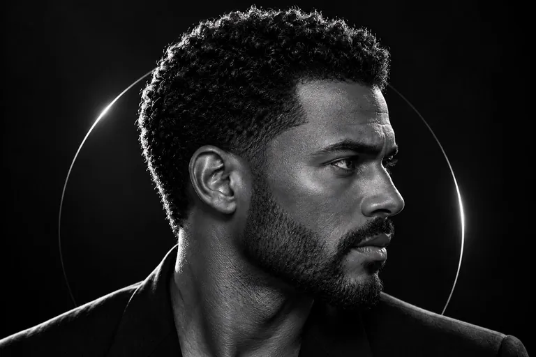 Male model with Afro-textured hair